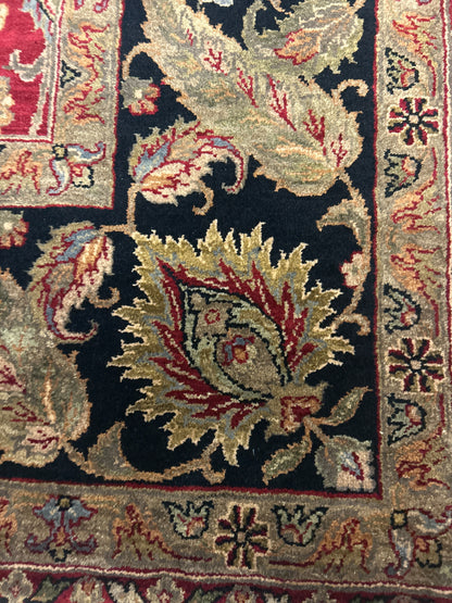 Indian Agra Jaipur Rug, 8'2" x 10'2", in black, olive and red - photo 2