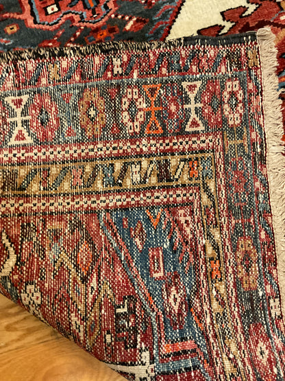 Vintage Persian Karajh Runner, 3'7" x 16'1", in ivory, navy, red and teal - photo 3