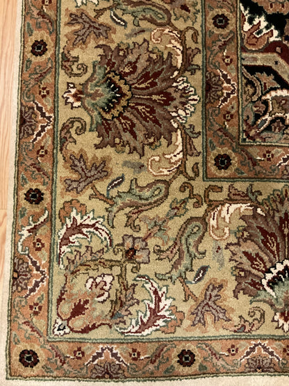 Indian Agra Jaipur Rug, 8'2" x 10', in black, ivory, olive and tan - photo 3