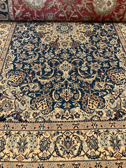 Persian Nain Rug, 5'8" x 9'3", in blue, burgundy, cream and navy - photo 3