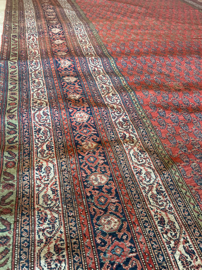 Antique Persian Mir Runner, 6'5" x 19', in ivory, navy, rust and salmon - photo 5