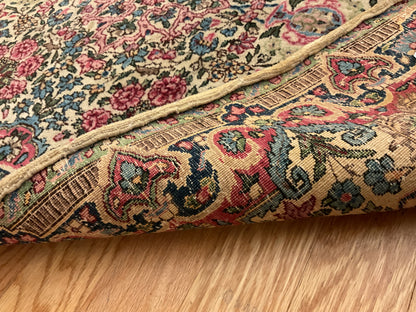 Antique Persian Kerman Rug, 3'3" x 4'9", in green, ivory, navy and rose - photo 2