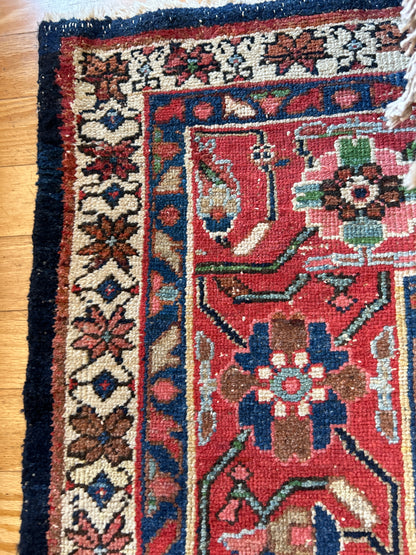 Antique Persian Malayer Rug, 11'8" x 17'10", in ivory, navy and red - photo 5