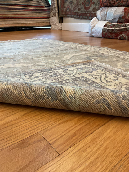 Afghan Heriz Rug, 4'1" x 5'11", in baby blue, grey and ivory - photo 2