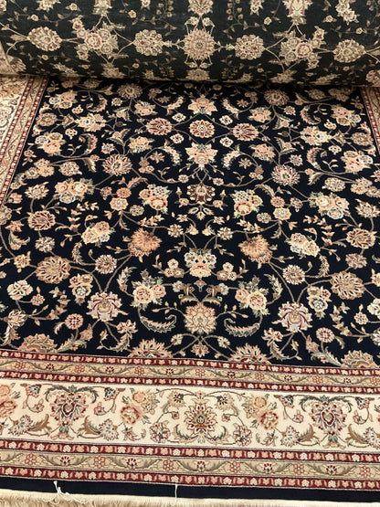 Sino Kashan Rug, 7'9" x 9'9", in ivory, navy, pink and red