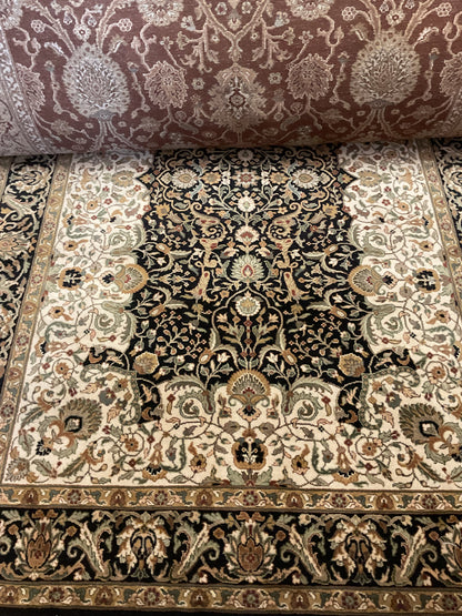 Indian Agra Jaipur Rug, 6'1" x 8'10", in beige, black, green and ivory - photo 2
