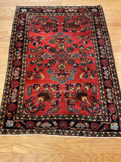 Antique Persian Sarouk Rug, 3'5" x 4'10", in blue, ivory, navy and red - photo 4