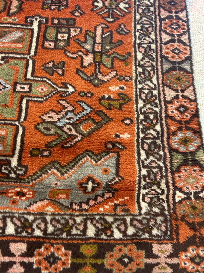 Vintage Persian Karajh Runner, 3'3" x 13'9", in green, ivory, navy and rust - photo 2