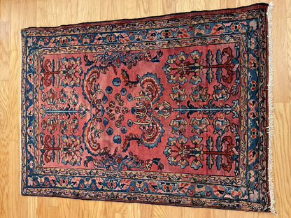 Antique Persian Lilian Rug, 3'5" x 4'10", in blue, navy, red and rose - photo 4