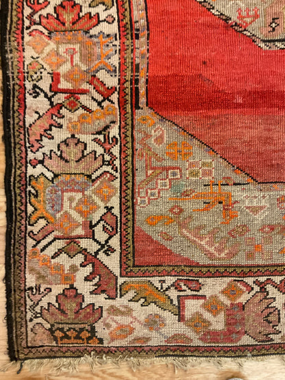 Antique Persian Kurdish Rug, 3'11" x 5'6", in grey, ivory, orange and red - photo 2