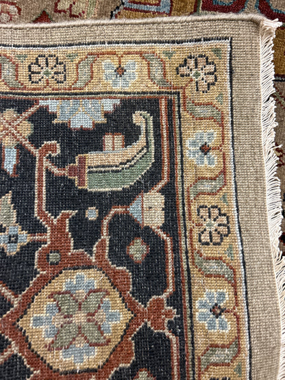 Indian Karajh Rug, 9' x 12'5", in baby blue, navy, red and tan - photo 2
