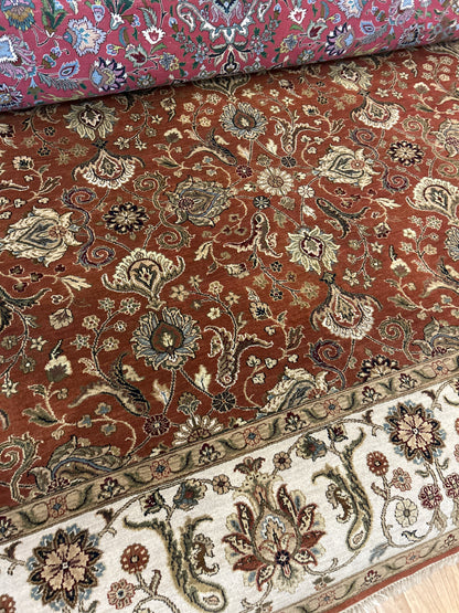 Indian Agra Jaipur Rug, 8'1" x 10'3", in beige, green, ivory and rust - photo 2