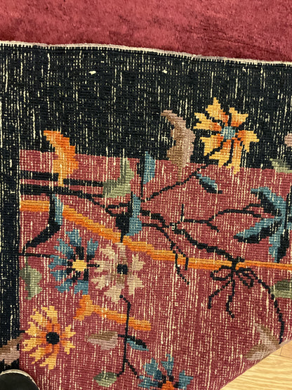 Antique Sino Chinese Walter Nichols Rug, 4'2" x 6'8", in gold, navy and raspberry - photo 4