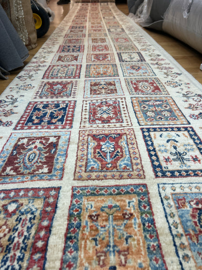 Afghan Turkman Runner, 2'8" x 22'3", in blue, ivory, navy and red - photo 2