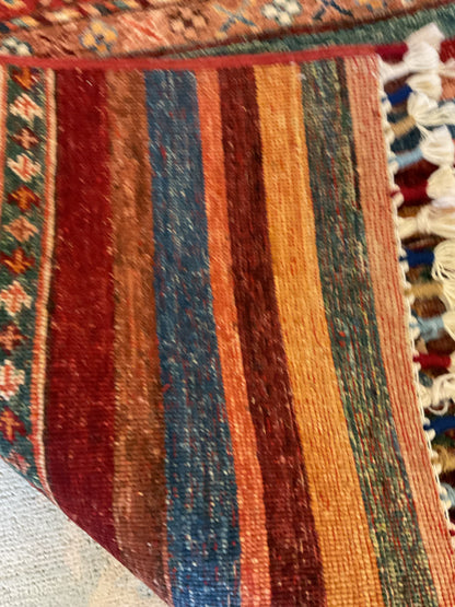 Afghan Turkman Runner, 2'5" x 6'4", in blue, gold, red and teal - photo 3