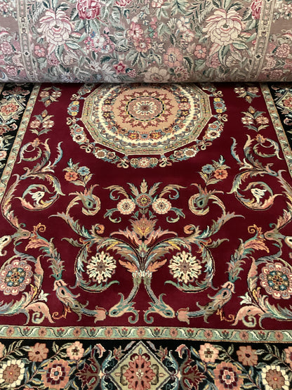 Indian Sharad Rug, 5'11" x 9'5", in black, burgundy, green and pink - photo 2