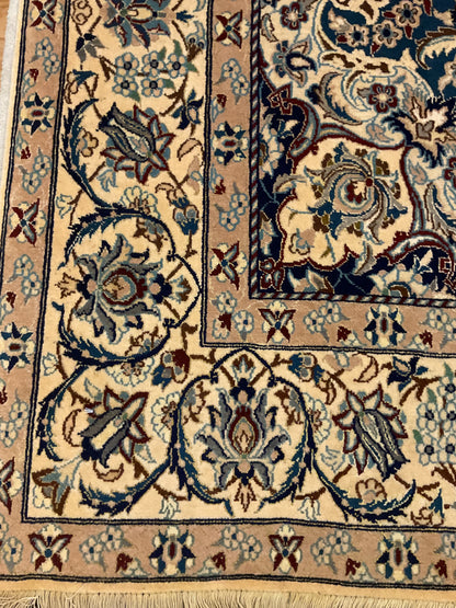 Persian Nain Rug, 5'8" x 9'3", in blue, burgundy, cream and navy - photo 2