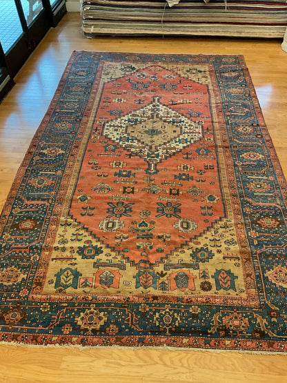 Antique Persian Serapi Rug, 8'3" x 13'3", in beige, blue, navy and rust - photo 4