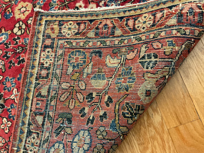 Antique Persian Sarouk Rug, 3'5" x 5'3", in ivory, navy and red - photo 3