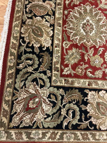 Indian Agra Jaipur Rug, 9'4" x 12'2", in beige, black, green and red - photo 3