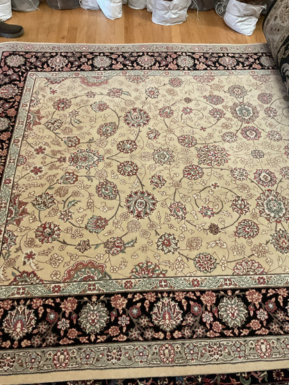 Sino Yazd Rug, 5'9" x 8'10", in beige, black, green and pink