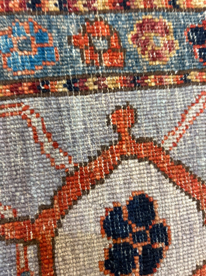 Afghan Serapi Rug, 8'11" x 11'4", in blue, grey, ivory and orange - photo 4
