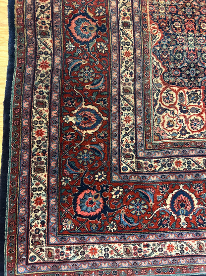 Antique Persian Gazvin Rug, 9'5" x 12'8", in blue, burgundy, ivory and navy - photo 6