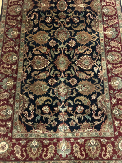 Indian Agra Jaipur Runner, 4'2" x 9'5", in burgundy, gold, green and navy - photo 4