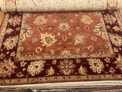 Pakistani Peshawar Rug, 8'10" x 11'8", in beige, burgundy and gold - photo 4