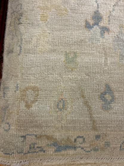 Afghan Oushak Runner, 2'10" x 8'1", in baby blue, beige, grey and ivory - photo 2