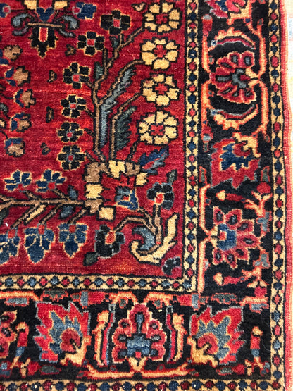 Antique Persian Sarouk Rug, 3'4" x 5'1", in blue, burgundy, ivory and navy - photo 2