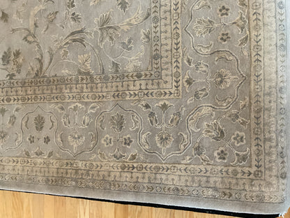 Indian Agra Jaipur Rug with Silk, 10' x 14', in beige, green and ivory - photo 3