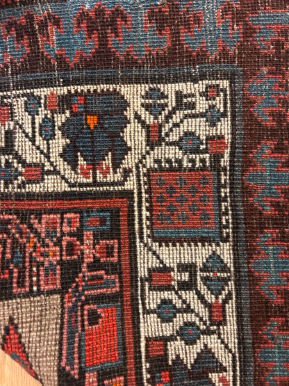 Antique Persian Kurdish Runner, 3'6" x 7'2", in beige, blue, brown and ivory - photo 3