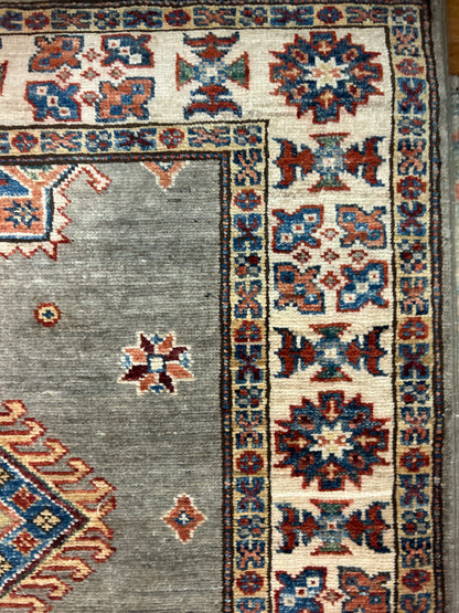 Afghan Kazak Runner, 2'9" x 15'5", in burgundy, grey, ivory and navy - photo 3
