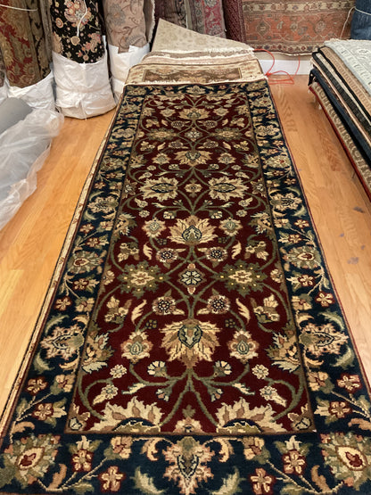 Indian Agra Jaipur Runner, 2'6" x 6'7", in beige, burgundy, green and navy - photo 2