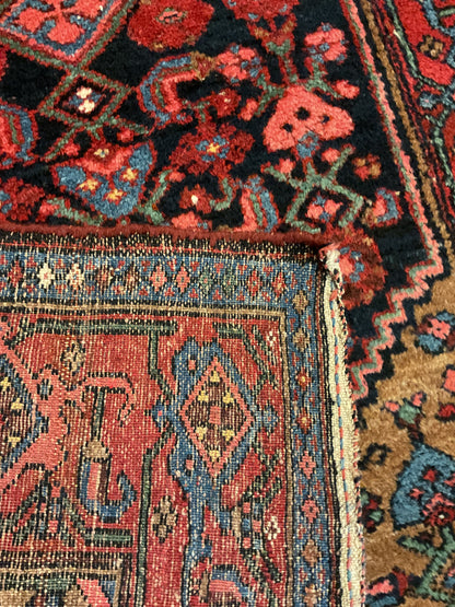 Antique Persian Kurdish Rug, 3'6" x 6'10", in blue, navy, olive and red - photo 3