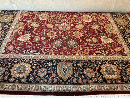 Indian Tabriz Rug, 10' x 14'5", in burgundy, green, ivory and navy - photo 2