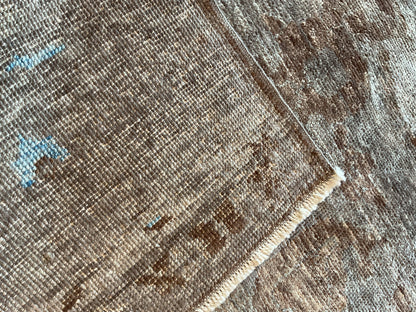 Turkish Oushak Rug, 9'3" x 12'3", in baby blue, brown and grey - photo 4
