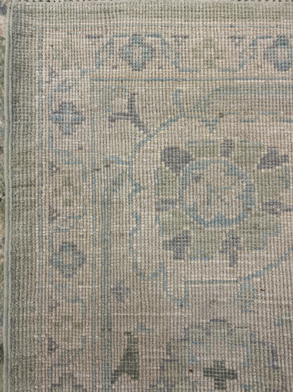 Pakistani Oushak Rug, 8' x 9'9", in green, grey and ivory - photo 4