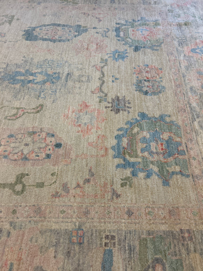 Pakistani Oushak Rug, 5'11" x 9'1", in beige, blue, green and pink - photo 6