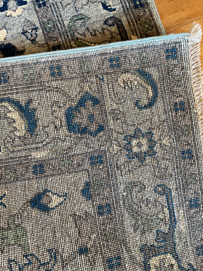Pakistani Peshawar Runner, 2'7" x 9'10", in blue, grey, ivory and navy - photo 3