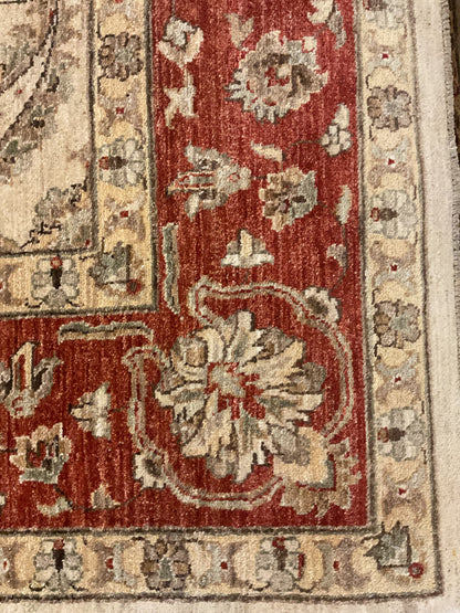 Pakistani Peshawar Rug, 9' x 12', in beige, brick, grey and ivory - photo 3