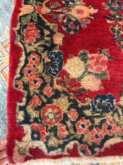 Antique Persian Sarouk Runner, 2'9" x 15'2", in ivory, navy, pink and red - photo 3