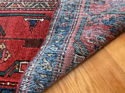 Antique Persian Malayer Runner, 3'3" x 16'8", in blue, brick and navy - photo 4