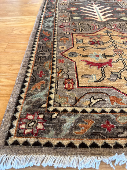 Afghan Peshawar Runner, 2'6" x 5'9", in brown, grey, ivory and orange - photo 5