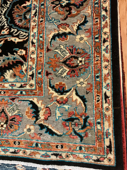 Afghan Mohal Rug, 9'2" x 11'8", in black, ivory, rust and sea moss - photo 3