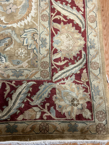 Indian Agra Jaipur Rug, 9'2" x 11'10", in burgundy, ivory and tan - photo 3