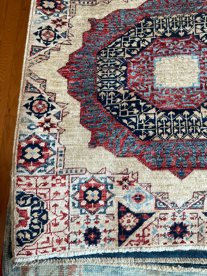 Afghan Mamluk Runner, 2'8" x 11'4", in beige, blue, burgundy and navy - photo 2