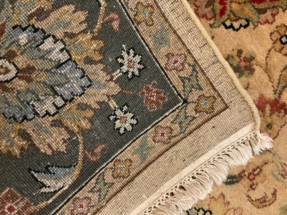 Indian Agra Jaipur Rug, 8' x 10', in beige, gold, green and red - photo 4