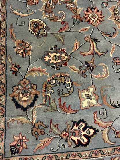 Vintage Indian Kashan Rug, 8' x 10', in baby blue, brown, grey and ivory - photo 6